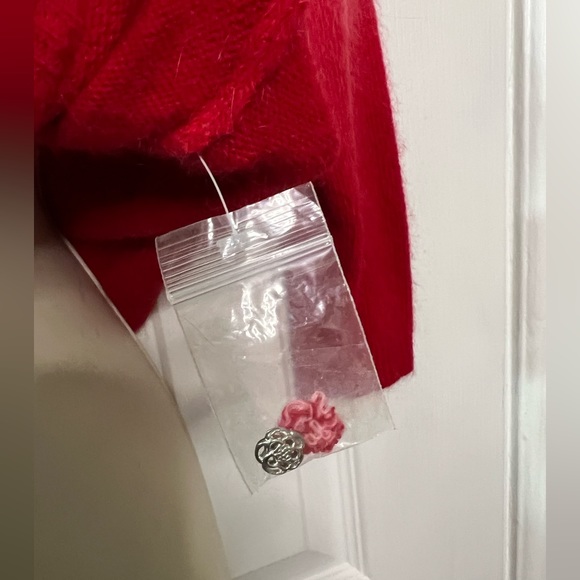 Pout VTG Lambswool Angora Rabbit Dip dye Flower Button Cardigan Sweater Med NWT - Picture 7 of 7